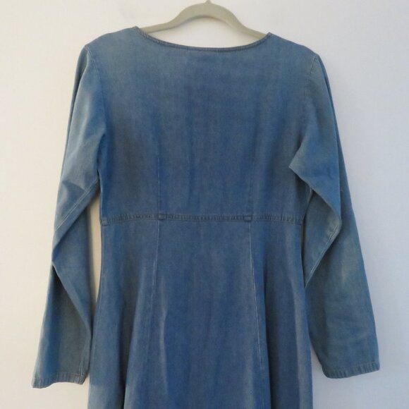 VINTAGE NEVADA JEANSWEAR Light Denim Pearl Snap Maxi Dress  - Size 10 - Picture 10 of 15